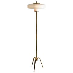 Midcentury Standing Lamp Brass with Tripod Base