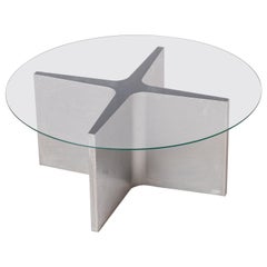 Stainless Steel Cross Shaped "Low Table" by Etienne Fermigier - France 1960s