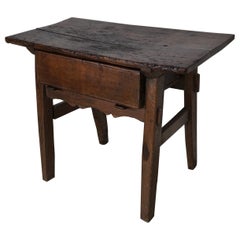 Antique Spanish Rustic Farmhouse Chestnut Side Table / Console, 18th Century
