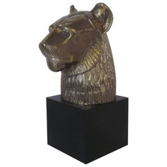 Chapman Brass Cat or Lion Head Sculpture