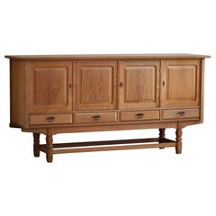Danish Mid Century, Classic Rectangular Brutalist Sideboard in Oak, 1950s