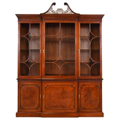 Mario Buatta for John Widdicomb Georgian Carved Mahogany Breakfront Bookcase