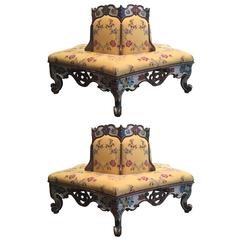 Exceedingly Rare Pair of Upholstered and Handpainted Sicilian Late 18th Century