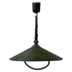Green Bamboo Adjustable Pendant Lamp, 1980s, Germany