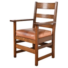 Stickley Brothers Antique Mission Oak Arts & Crafts Armchair, Circa 1900