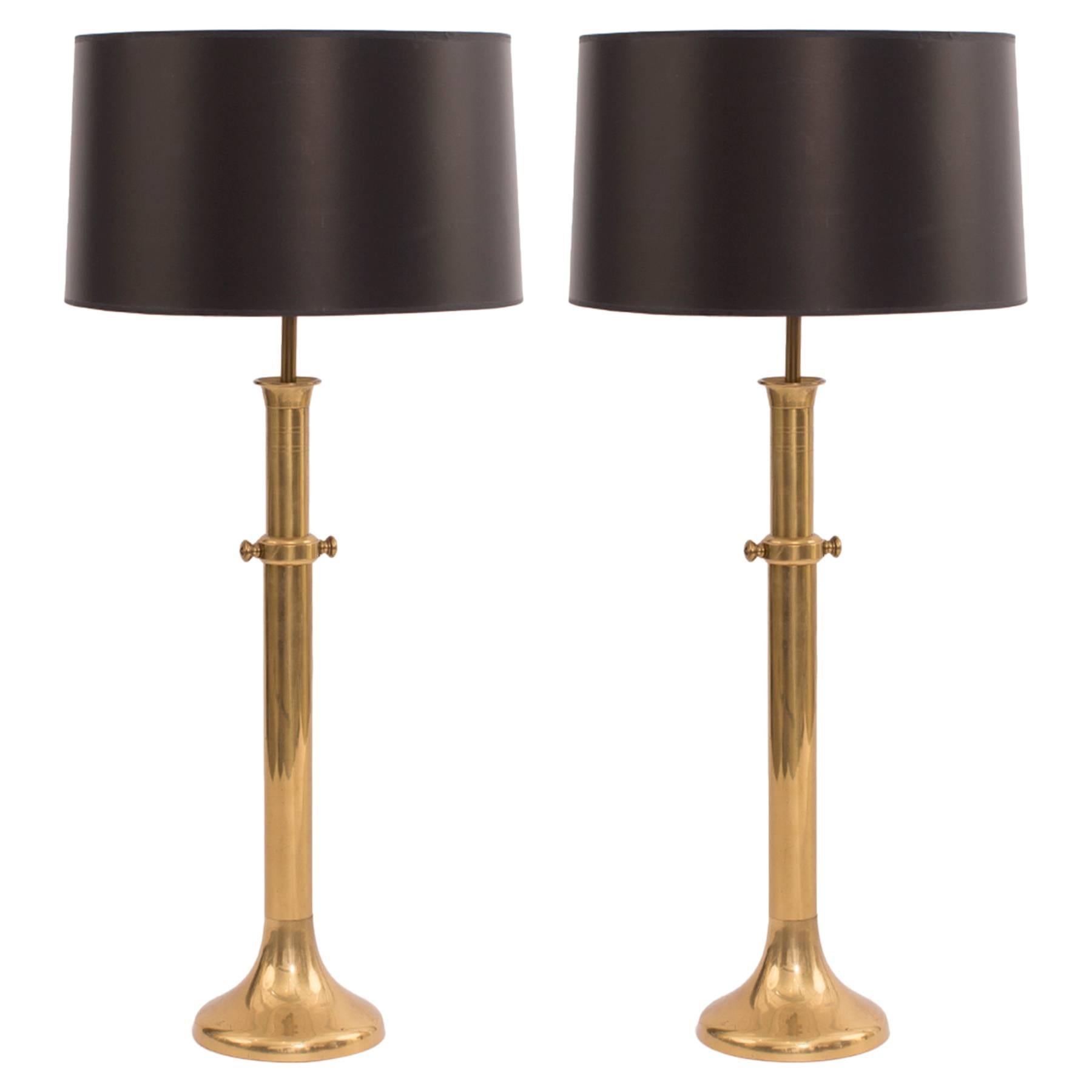 Warren Kessler Large-Scale Patinated Brass Lamps