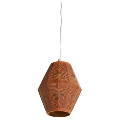Schwedische Designerin, Pendelleuchte, Kiefernholz, Schweden, 1970er Jahre