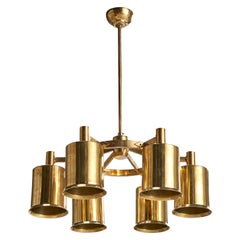 Swedish Designer, Chandelier, Brass, Sweden, 1960s