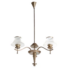 WMF, Chandelier, Nickel, Glass, Germany, 1930s