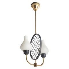 Schwedischer Designer, Kronleuchter, Messing, Metall, Glas, Schweden, 1960er Jahre