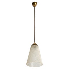 Bo Notini, Pendant Light, Brass, Glass, Sweden, 1940s