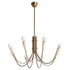 Österreichischer Designer, Kronleuchter, Messing, Metall, Österreich, 1950er Jahre