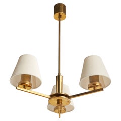 Austrian Designer, Chandelier, Brass, Fabric, Austria, 1930s