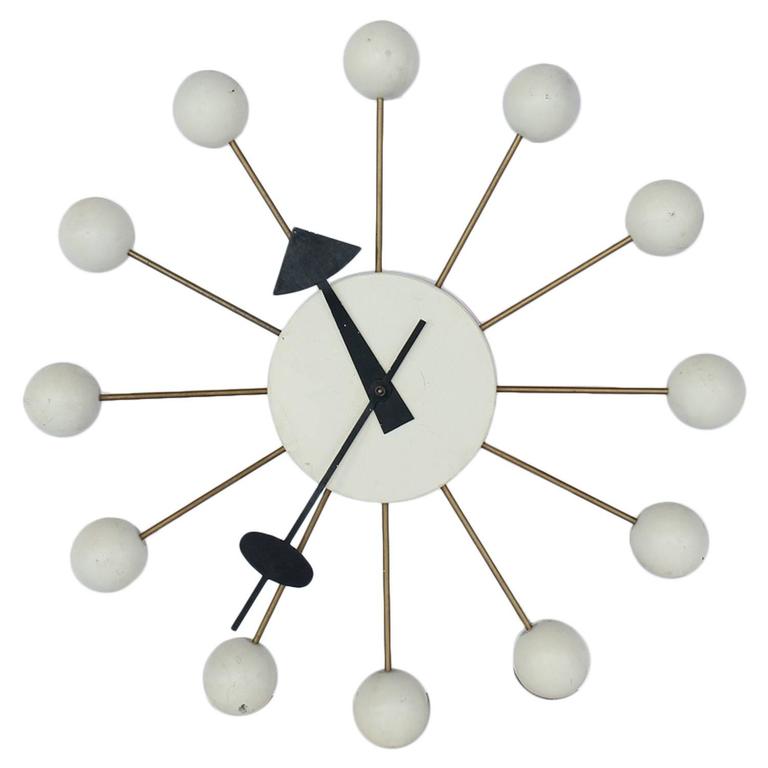 Vintage Nelson White Ball Clock at 1stdibs