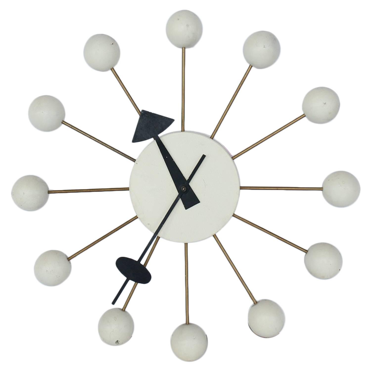 Vintage Nelson White Ball Clock at 1stdibs