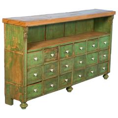 Antique Green Painted Multi-Drawer Cabinet from Romania, circa 1880