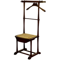 Mid-Century Italian Mahogany Valet Stand with Drawer by SPQR