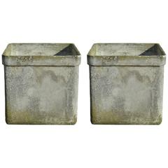 Pair of French Square Fiber Cement Planters by Willy Guhl for Eternit