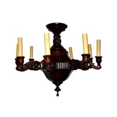 Antique Italian Carved  Wood Chandelier