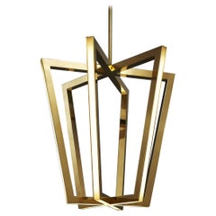 Six Dimensional Geometric Shape Gold Brass Pendant Light by Christopher Boots