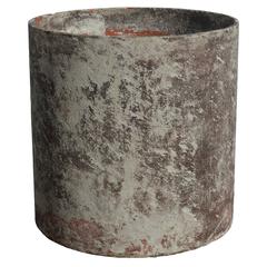 French Fiber Cement Cylinder Planter with Residual Paint by Willy Guhl