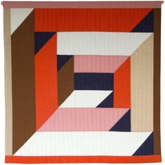 Contemporary hand made patchwork and quilted wall hanging from Organic cotton