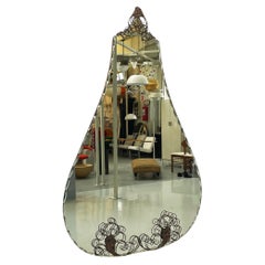 Italian mid-century modern Wall mirror with iron curl details, 1960s