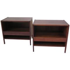 Florence Knoll Styled Walnut Nightstands or End Tables