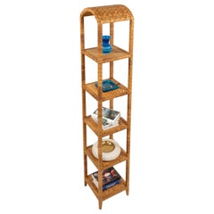Rattan- und Korbweide Etagere Vivai del Sud-Stil aus der Mitte des Jahrhunderts, Italien 1970er Jahre