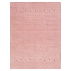 Modern Hand-Loomed Minimalist Gabbeh Wool Rug In Pink