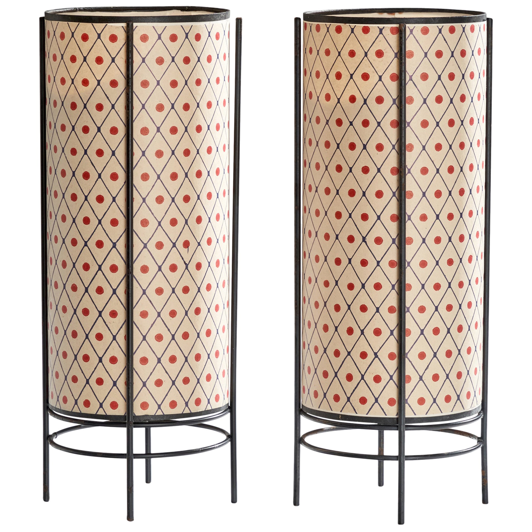 Japanische Designerin, Tischlampen, Metall, Papier, Japan, 1980er Jahre