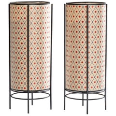 Japanese Designer, Table Lamps, Metal, Paper, Japan, 1980s