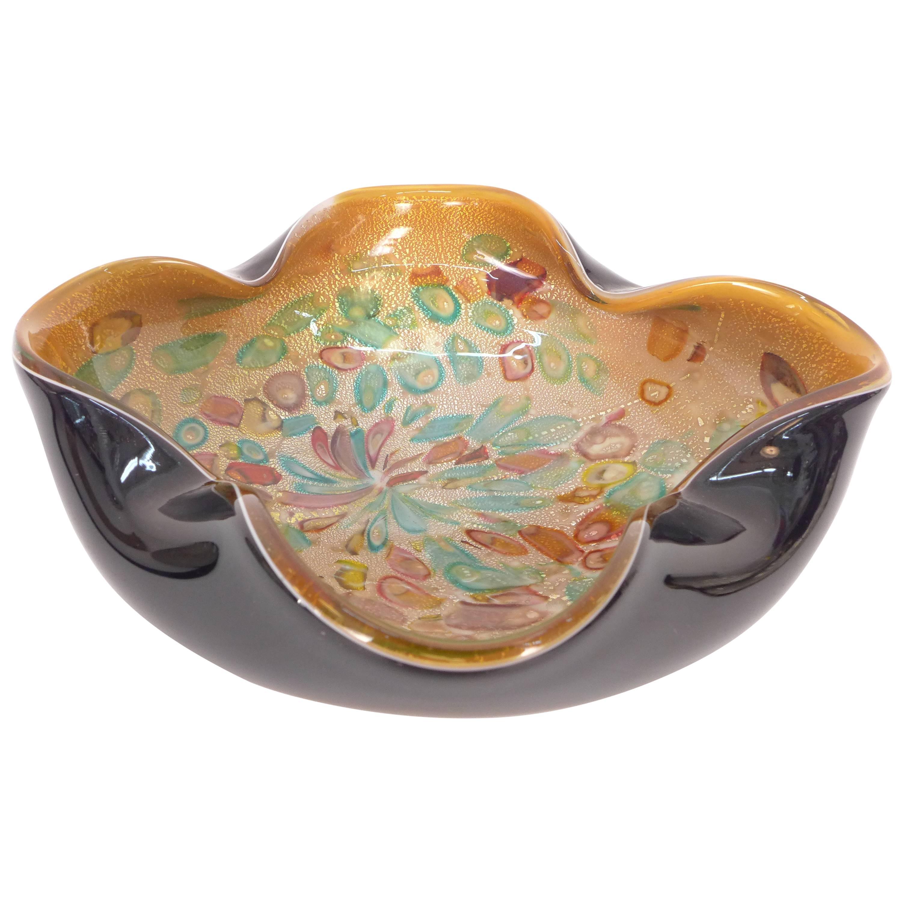 1950s Murano Zanfirico Millifiore Tutti Frutti Bowl