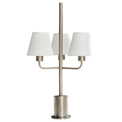 French Designer, Table Lamp, Steel, Fabric, France, 1970s