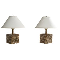 Italian Designer, Table Lamps, Brass, Italy, 1970s