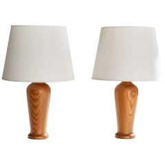 Créateur suédois, lampes de table, pin, Suède, années 1970