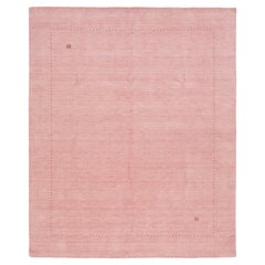 Room-size Modern Minimalist Hand-Loomed Gabbeh Wool Rug In Pink