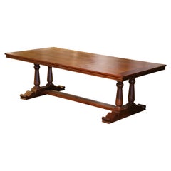 French Louis XIII Style Carved Walnut Monastery Refectory Trestle Table