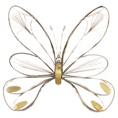 Large Brass Butterfly Wall Sculpture by Curtis Jere, Signed