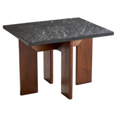 Amerikanischer Designer, Beistelltisch, Nussbaum, Schiefer, USA, 1960er Jahre