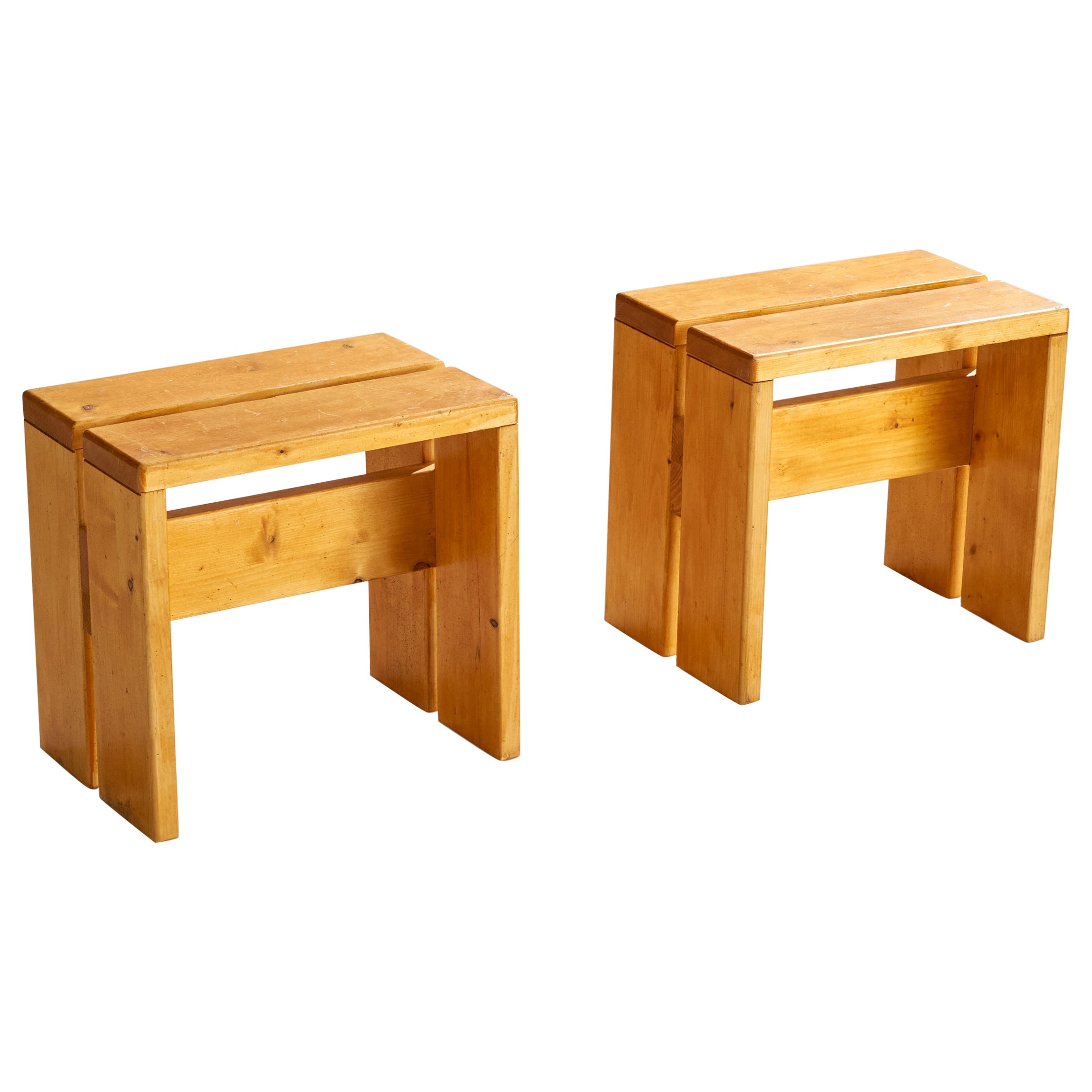 Charlotte Perriand, Stools, Pine, France, 1960s
