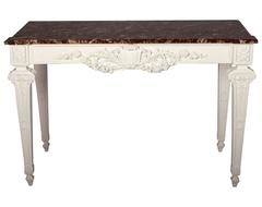 Mid-Century Console with Marble Top, in the Manner of Elsie de Wolfe