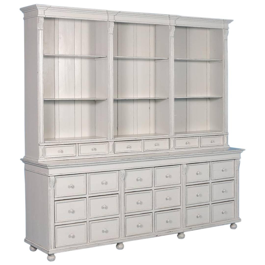 Large Painted Open Bookcase or Multi Drawer from Romania at 1stdibs