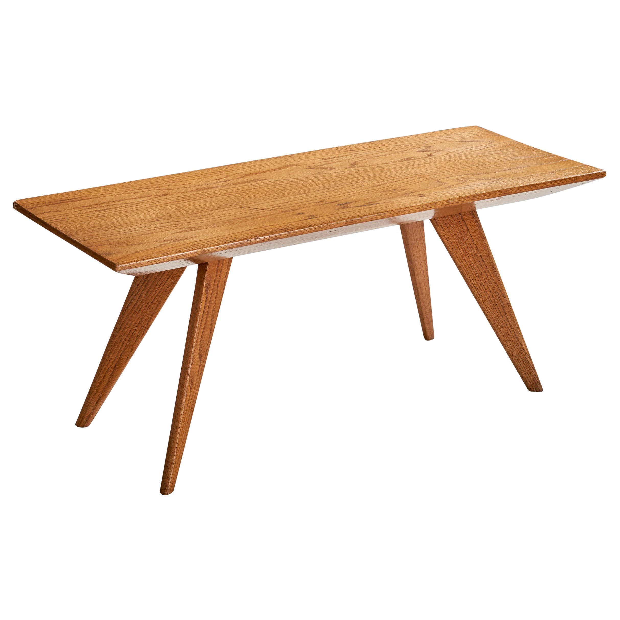 Französischer Designer, Couchtisch, Eiche, Frankreich, 1950er Jahre