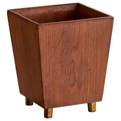 Gio Ponti, Waste Paper Basket, Walnut, Brass, Italy, 1950s