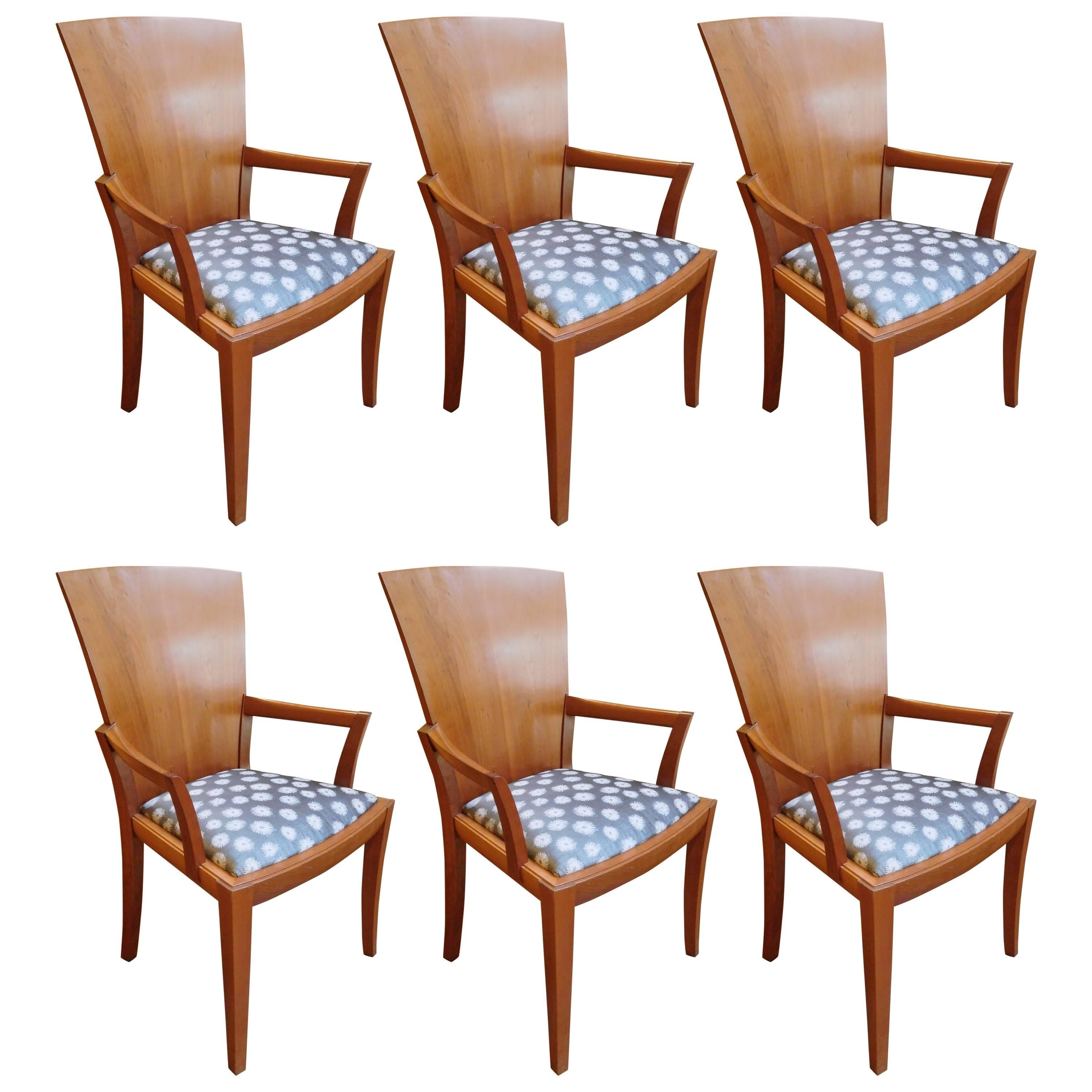 Six William Walker Modern Fan Back Dining Room Chairs, circa 1992