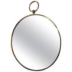 Italian Mid-Twentieth Century Round Brass Mirror