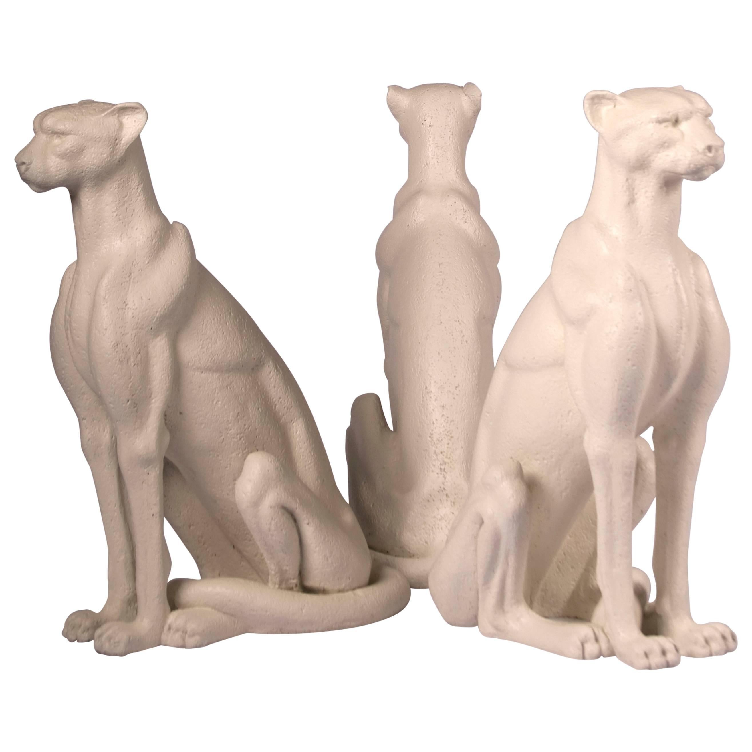 Dining Table Base, set of three faux limestone Cheetah Sculptures