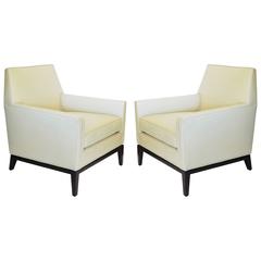 Pair of Edwar Wormley Chairs for Dunbar in Vanilla Leather
