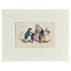 Surrealist Animal Hand-Colored Copper Plate Engraving by Granville, Paris 1875